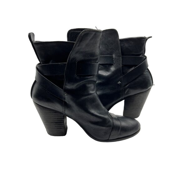 Rag & Bone Black Leather Kinsey Booties Ankle Boots Size 7.5 - Picture 6 of 9